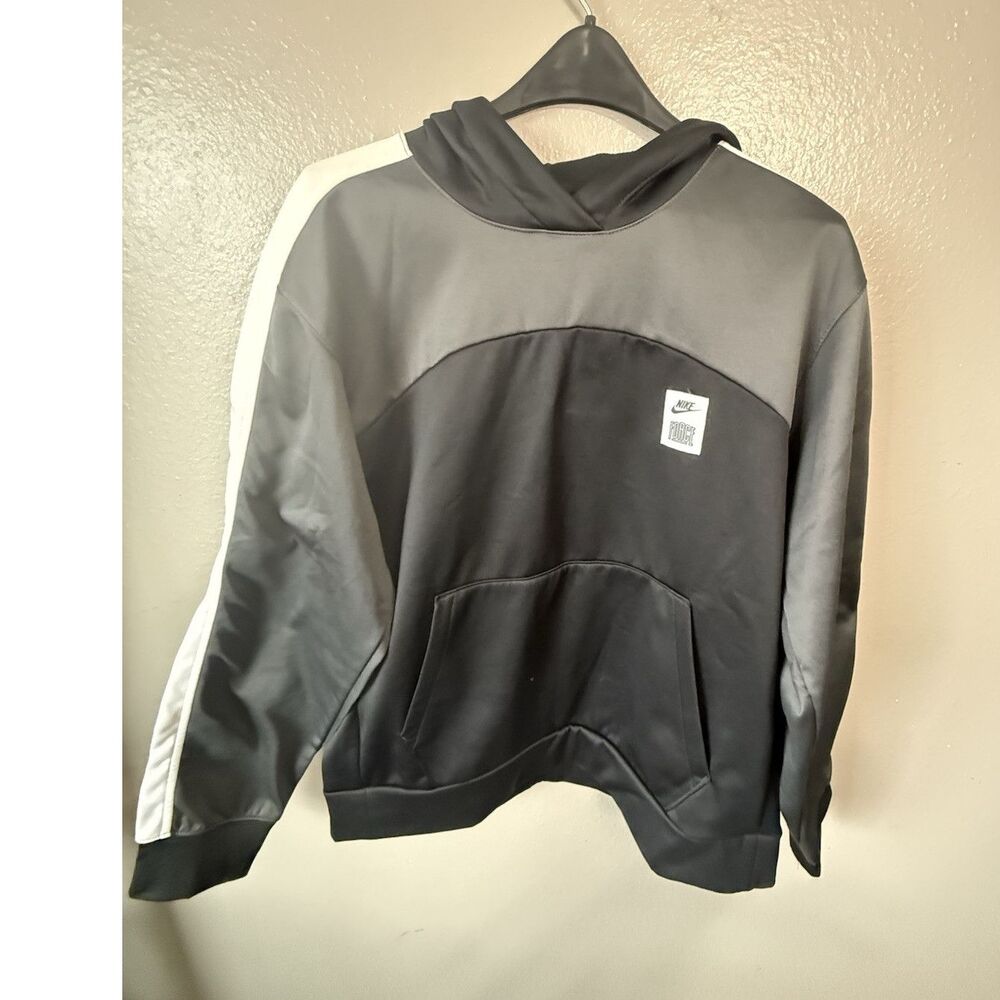 Nike Therma-Fit Force Fleece Pullover Hoodie Black Gray L Hooded Logo